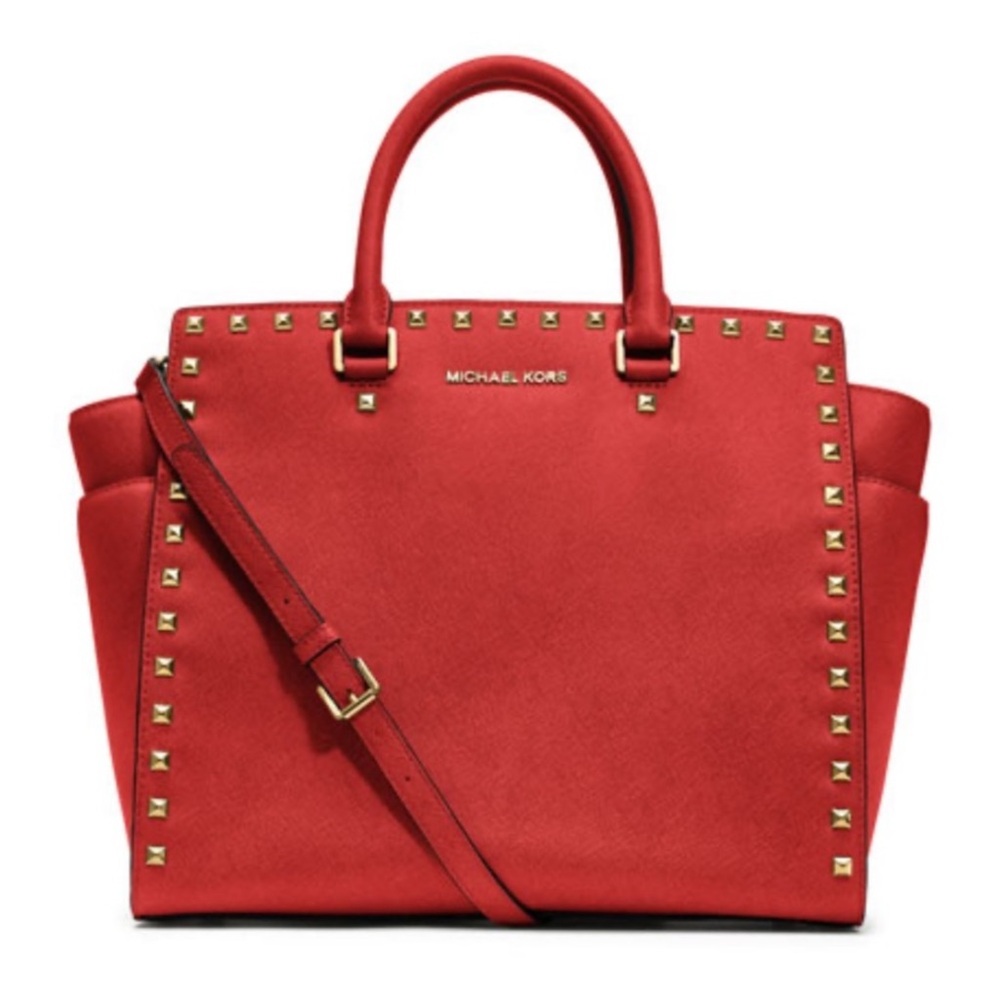 Michael Kors Selma Studded Bag 13 in wide x 6 in deep x 12 in tall